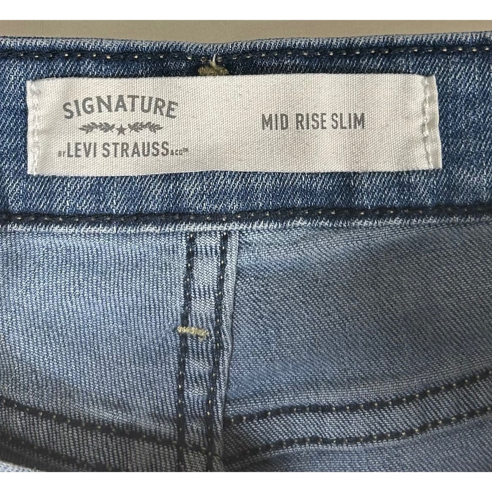 Signature by Levi Strauss & Co Womens Mid Rise Slim Jeans Medium Wash Blue - Picture 5 of 7